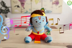 MODI TOYS Baby Krishna (7 inch) Mantra Singing Plush Toy | Ideal for Newborns, Infants, Toddlers, Grandparents | Best for Diwali, Baby Shower, Birthday, Housewarming
