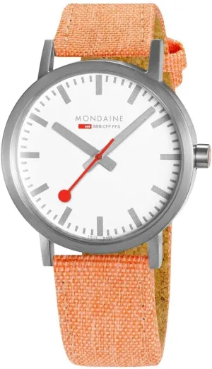 Mondaine Classic Official Swiss Railways Watch | White/Orange