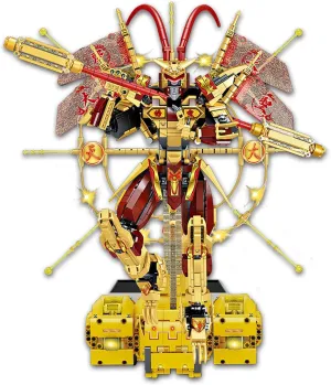 Monkey King Mecha Robot, 2024 New Monkey King Fashions Building Blocks Kit with Jingu Bang and Stand,Golden Tall with Monkey King Block Kit Collectible Display Model for Ages 14  (1776 PCS)