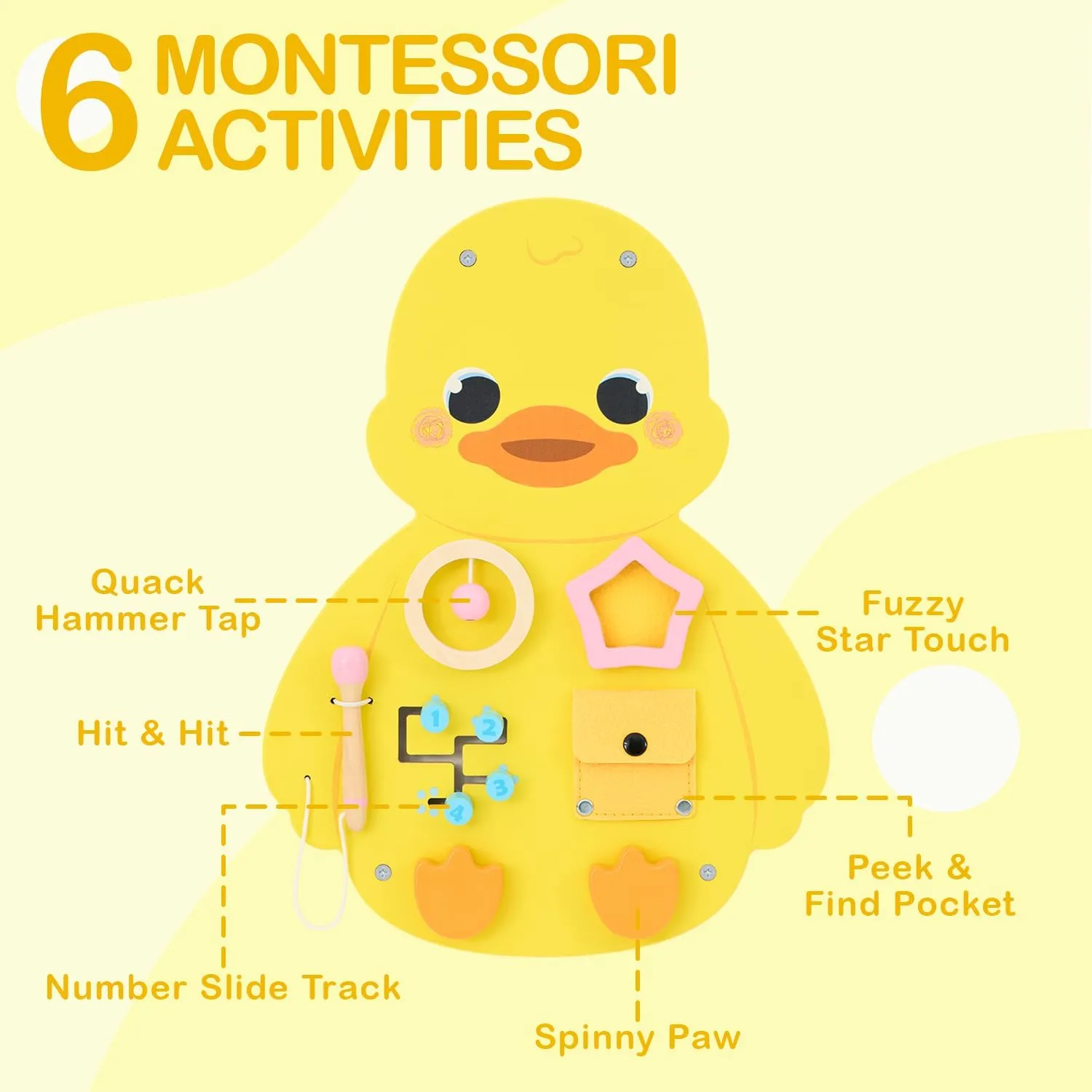 Monläurd® Wooden Duck Sensory Wall Toy, Busy Board for Toddlers, Montessori Sensory Wall Panel for Kids, Ideal for Classroom, Playroom & Daycare, Wall Activity Board