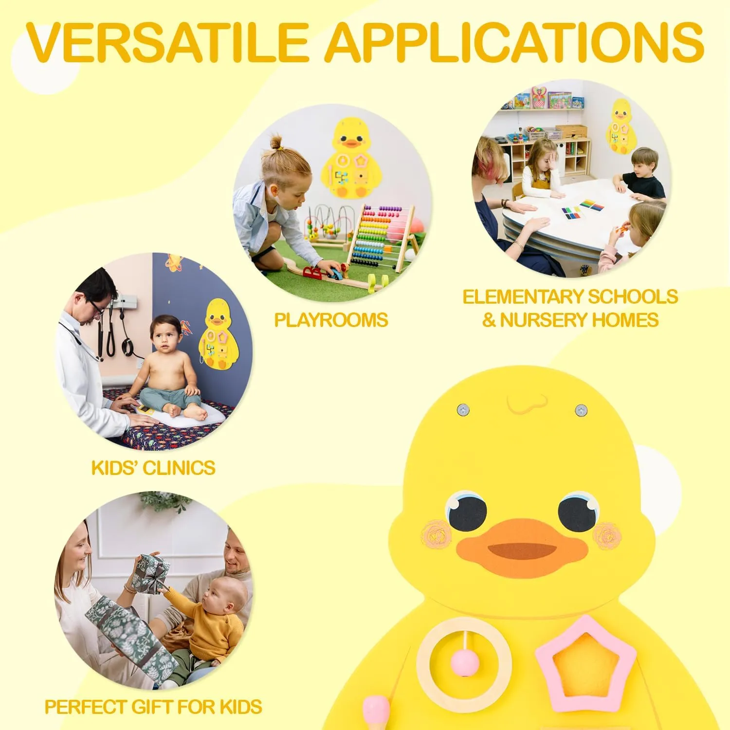 Monläurd® Wooden Duck Sensory Wall Toy, Busy Board for Toddlers, Montessori Sensory Wall Panel for Kids, Ideal for Classroom, Playroom & Daycare, Wall Activity Board