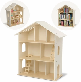 Monläurd® 100% Birch Dollhouse Bookshelf for Kids, Dollhouse Bookcase, Wooden Dollhouse Without Furniture, Dollhouse Shelf, Miniature Bookshelf, Mini Bookshelf Dollhouse, Shelf for Miniatures