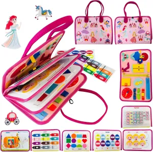 Montessori Busy Board for Toddlers 1-3 Years Sensory Activity Board with Zipper, Buckle, Laces - Educational Travel Toy, Learning Fine Motor Skills, Montessori Toys for 1 2 3 Year Old Boys Girls