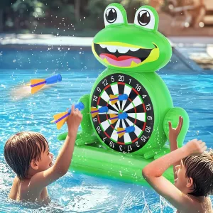 MOONTOY Pool Toys for Kids, Inflatable Frog Dart Board Game, Pool Games for Beach & Backyard, Summer Water Toys for Boys Girls Ages 6-12, Teens & Adults (Pump Included)