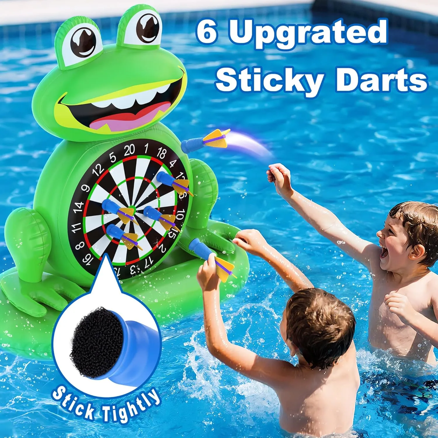 MOONTOY Pool Toys for Kids, Inflatable Frog Dart Board Game, Pool Games for Beach & Backyard, Summer Water Toys for Boys Girls Ages 6-12, Teens & Adults (Pump Included)