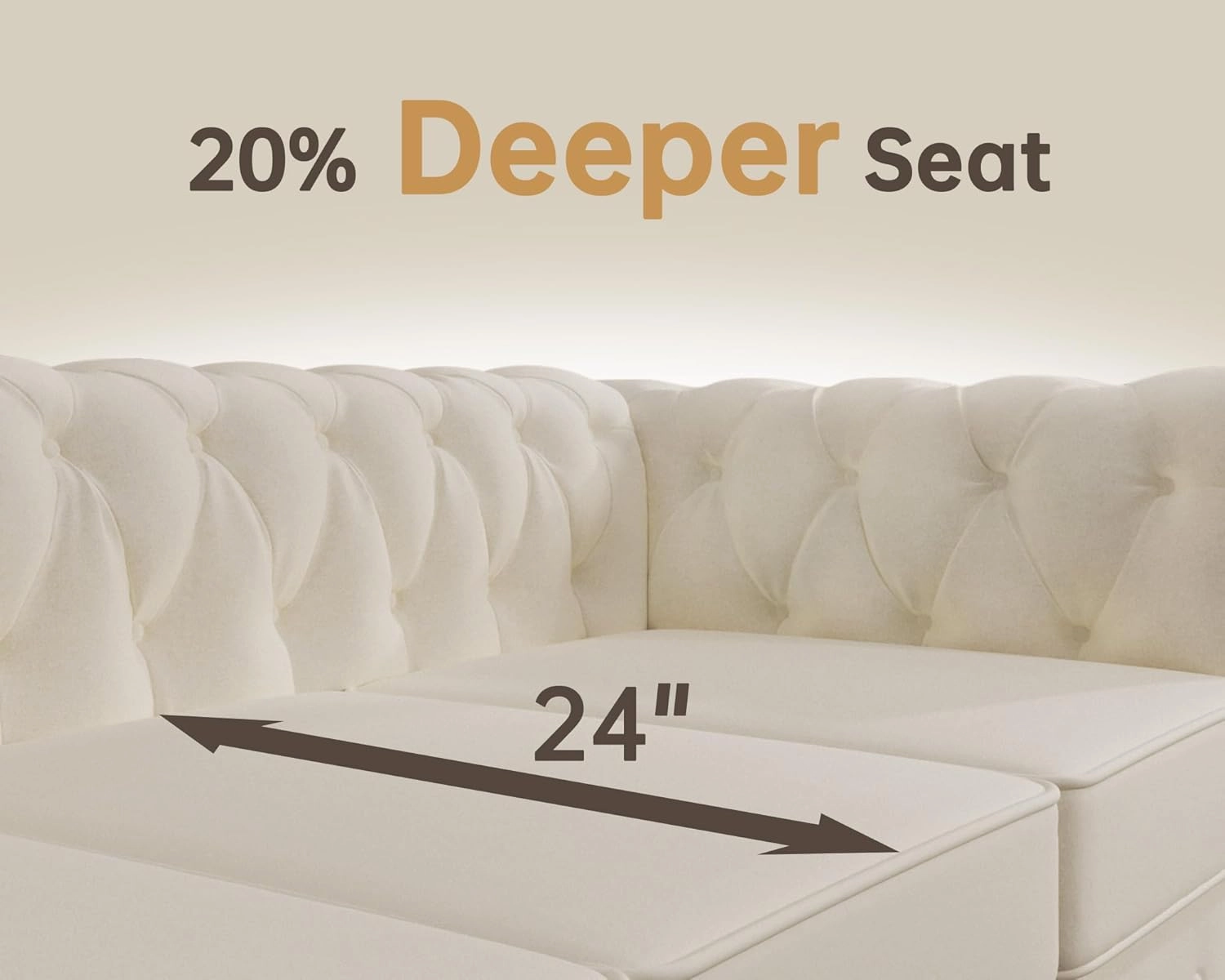 Morden Fort Classic Chesterfield Sofa Set 82'', Tufted Sofa Couch Set with Solid Wood Legs Thick Cushion, Pet-Friendly 3-Seater Sofas Couches for Living Room Bedroom Apartment - Velvet Beige
