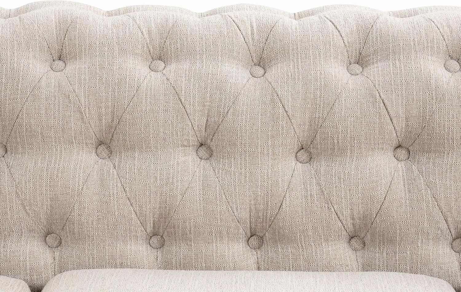 Morden Fort Classic Chesterfield Victoria Arm Sofa Set 82'', Tufted 3-Seater Sofa No Sagging with Solid Wood Legs, Pet-Friendly Sofa Set Couch for Living Room Bedroom Apartment - Chenille Beige