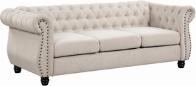 Morden Fort Classic Chesterfield Victoria Arm Sofa Set 82'', Tufted 3-Seater Sofa No Sagging with Solid Wood Legs, Pet-Friendly Sofa Set Couch for Living Room Bedroom Apartment - Chenille Beige
