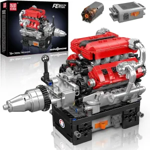 Mould King 10204 V8 Engine Model That Works - Build Your Own V8 Engine Toy, 8-Cylinder Petrol Car Engine Replica Model Building Kit for Adult (750 PCS)