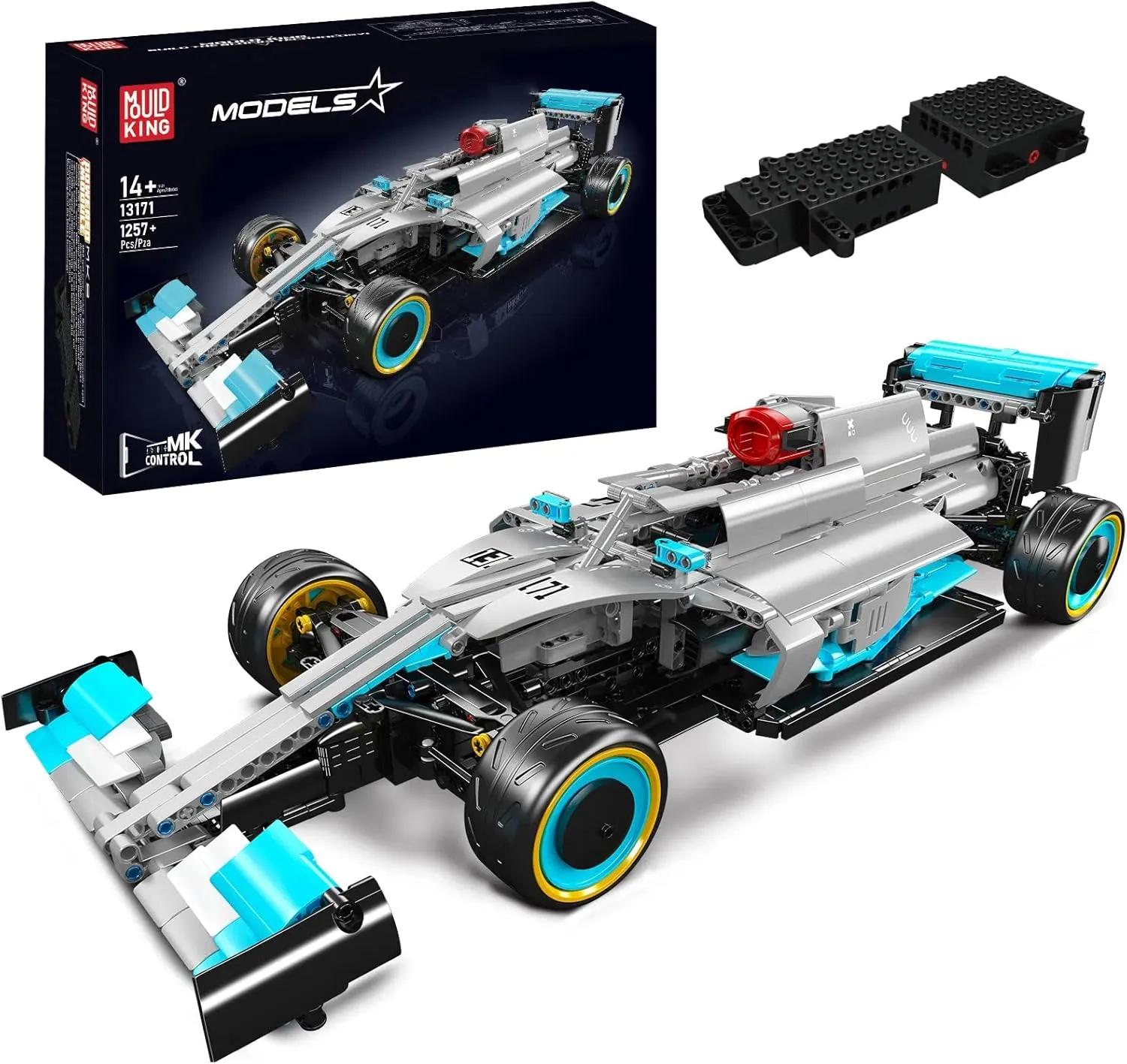 Mould King 13171 Car Model kit, Collectible Racing car Model for Display, Reomote Control Car Building Set Toy for Adults and Kids, 1257 Pieces