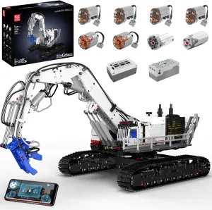 Mould King Mobile Demolition Crane Construction Set, APP Control Motorized Excavator Truck Building Blocks Kit, Assembly STEM Car Toys for Kids/Adults - Perfect for Creative Play and Learning (4195 )