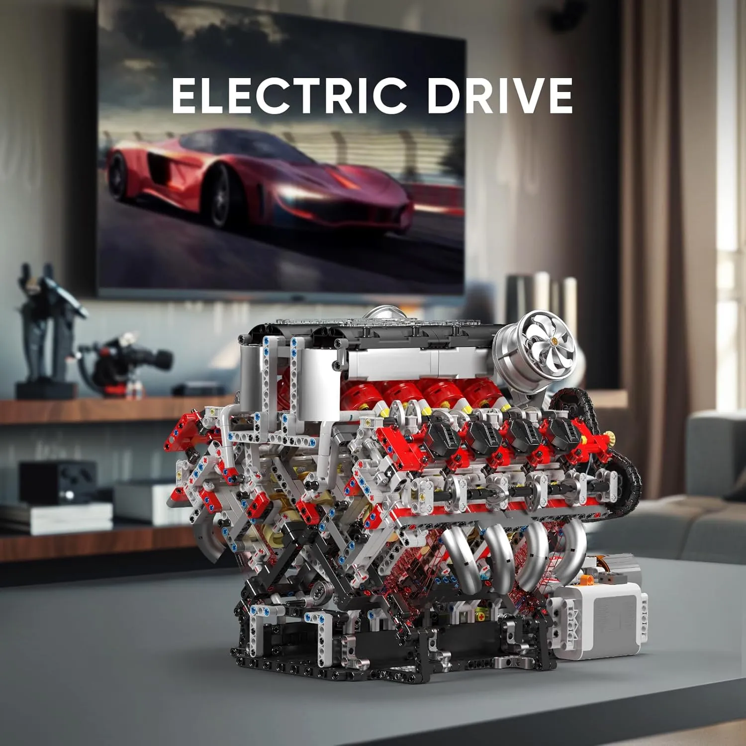 Mould King V8 Engine Model Kit That Runs - MOC Engineering Building Blocks Set With Battery and Motor - STEM Toys for Kids and Adults, 2718 PCS
