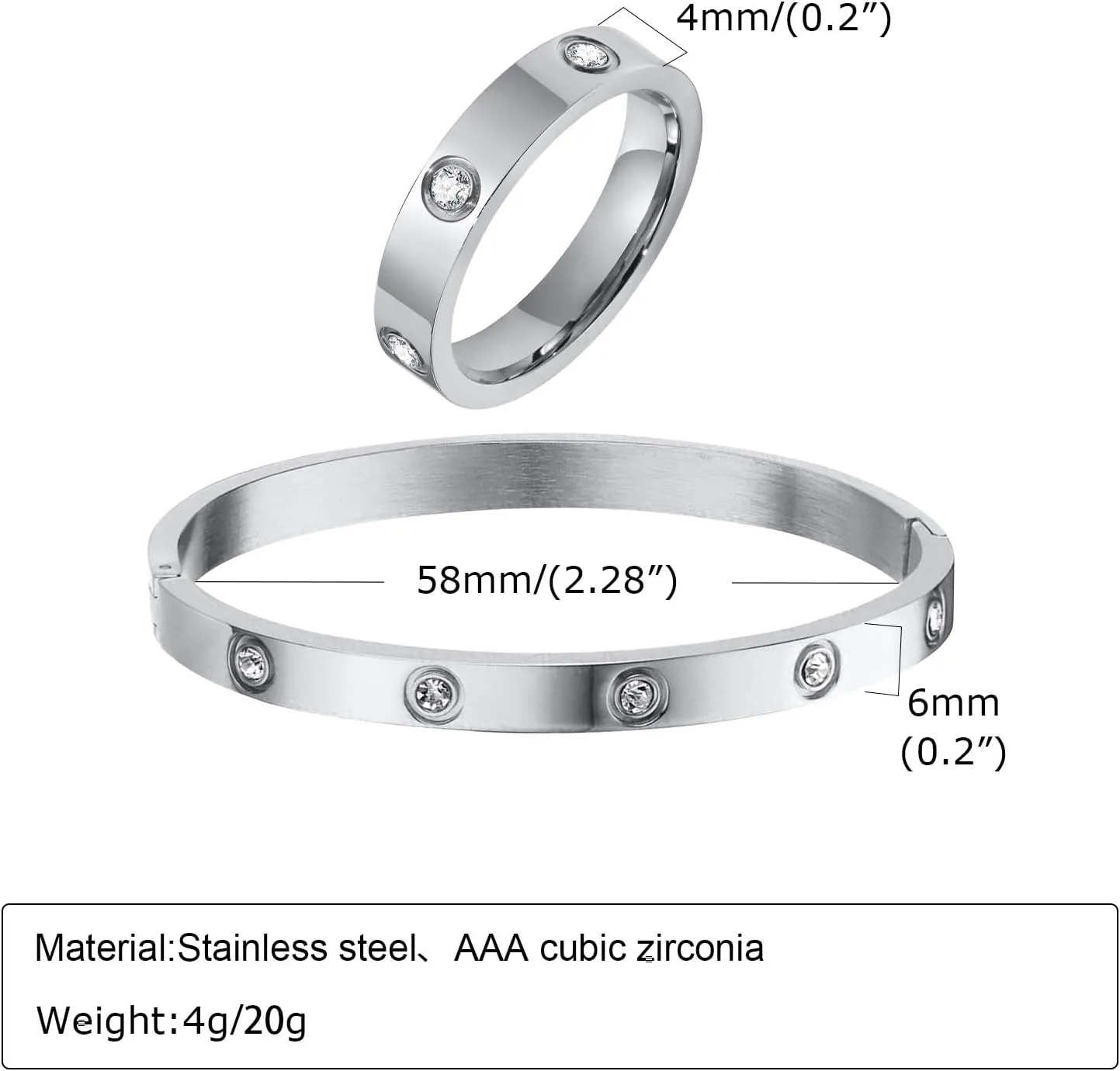 MPRAINBOW Gold Rings Bracelets for Women, 18K Gold Plated Friendship Bracelet Cubic Zirconia Bangle with Ring Jewelry Set,Wedding Party Birthday Gifts for Her Girlfriend