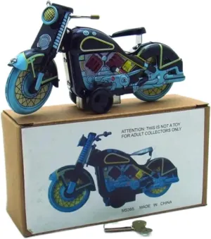 MS365 Tin Toy Vintage Car Model Nostalgic Spring & Wind-Up Walking Vintage Motorbike Home Decoration Ornament for Collectors Photographer
