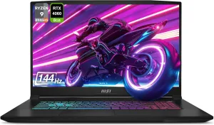 MSI Katana A17 AI Gaming Laptop, AMD Ryzen 9 8945HS, 64 GB DDR5 RAM, 4 TB PCIe SSD, 17.3" FHD (1920x1080) Display, Nvidia G-Force RTX 4060, W11 Home, Backlit Keyboard, Black