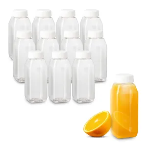 MT Products PET Plastic Juice Bottles 8 oz. - Clear Take-out Containers (Pack of 12) - Made in the USA