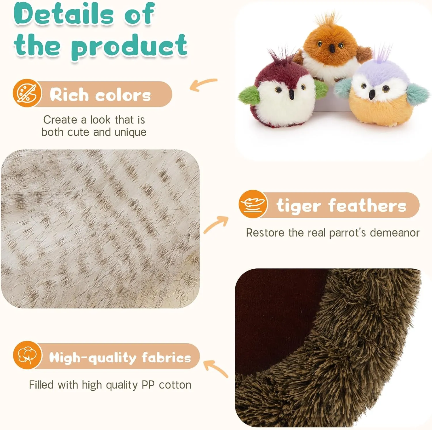 Muiteiur 7 Piece Bird Stuffed Animals, 14 in Parrot Plush Set with Nest, Cute Plush Bird Nest for Kids,Girls,Boys