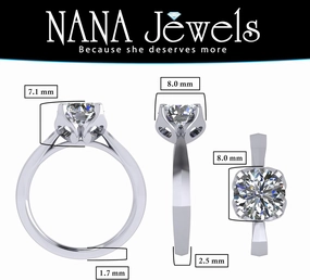 NANA Jewels 2.00ct-3.00ct Simulated Diamond Zirconia Engagement Ring Round Cut Heart & Soul Solitaire Sterling Silver