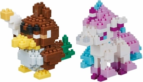 Nanoblock - 2 Set Bundle - Galarian Farfetch'd (Galar Kamonegi in Japan) and Galarian Ponyta (Galar Ponyta in Japan) - Adjustable Pokemon Characters (Japan Import)