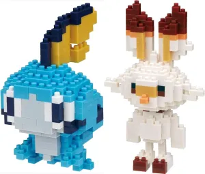 Nanoblocks - 2 Set Bundle - Scorbunny and Sobble (Hibanny and Messon in Japan) - Adjustable Pokemon Characters (Japan Import)