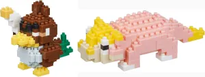 Nanoblocks - 2 Set Bundle - Slowpoke (Yadon in Japan) and Galarian Farfetch'd (Galar Kamonegi in Japan) - Adjustable Pokemon Characters (Japan Import)