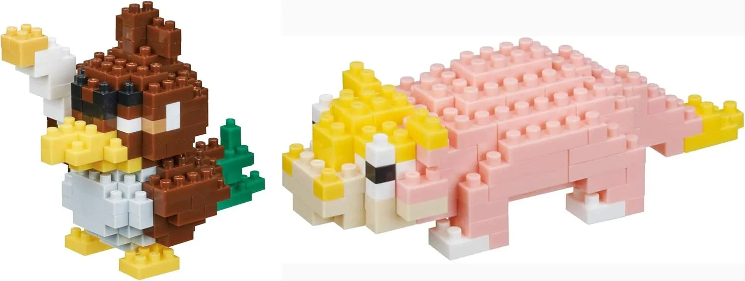 Nanoblocks - 2 Set Bundle - Slowpoke (Yadon in Japan) and Galarian Farfetch'd (Galar Kamonegi in Japan) - Adjustable Pokemon Characters (Japan Import)