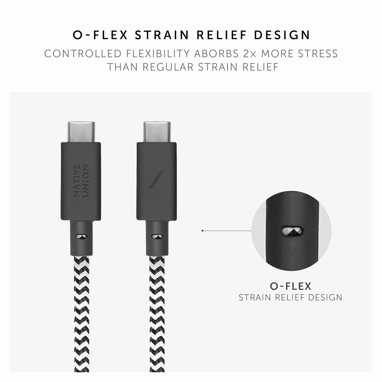 Native Union Anchor Cable 240W – 10ft Reinforced Braided USB-C to USB-C Power Delivery 3.1 Charging Cable with Weighted Knot – for iPhone 16, 16 Pro Max, MacBook Pro 14"/16" M2, Air 15" M2 (Zebra)