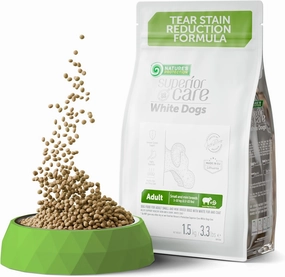 Nature's Protection Superior Care White Dogs Dry Dog Food - High Protein, Tear Stain Dog Food for Small & Mini Breeds Light Coated Adult Dogs, Fresh Pet Meal, Lamb and Rice, 3.3 lb