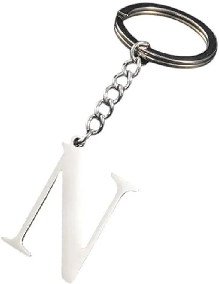 New 2026 Arrive Metal 26 Capital Letter Keychains Simple Stainless A-Z Initial Key Ring For Couple Handbag Accessories Car DIY Jewelry Fashion Trendy Creative Gift
