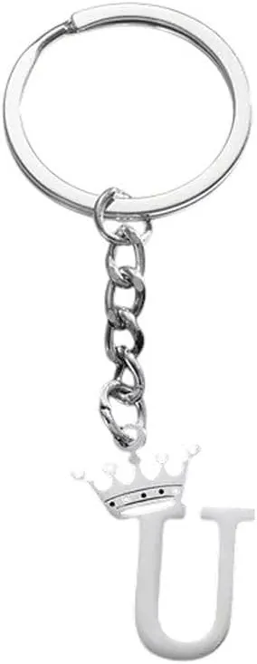 New 2026 Arrive Unisex Simple Stainless Steel Crown 26 Letters Key Chain For Women Personality Metal Initial Alphabet Keyring Car Handbag Pendant Gifts Jewelry Fashion Trendy Accessories Gift And Men