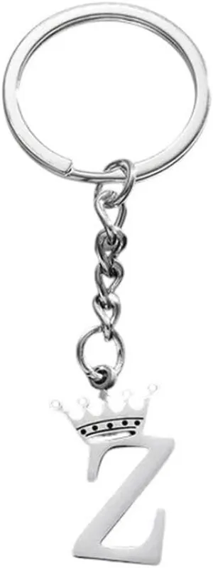 New 2026 Arrive Unisex Simple Stainless Steel Crown 26 Letters Key Chain For Women Personality Metal Initial Alphabet Keyring Car Handbag Pendant Gifts Jewelry Fashion Trendy Accessories Gift And Men