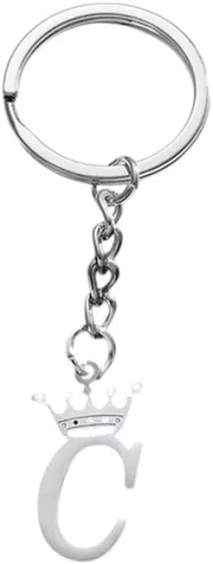 New 2026 Arrive Unisex Simple Stainless Steel Crown 26 Letters Key Chain For Women Personality Metal Initial Alphabet Keyring Car Handbag Pendant Gifts Jewelry Fashion Trendy Accessories Gift And Men