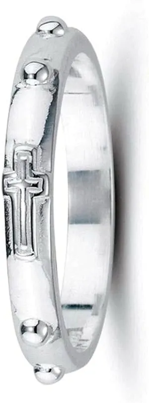 New One Decade Sterling Silver Rosary Ring in Gift Box - Mens Sizes to Elevate Your Style with Religious Jewelry TEH3311WIXX