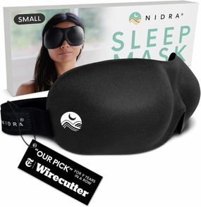 Nidra Sleep Mask, Contoured Blackout Sleeping Mask, for Men & Women - Small Size, Black