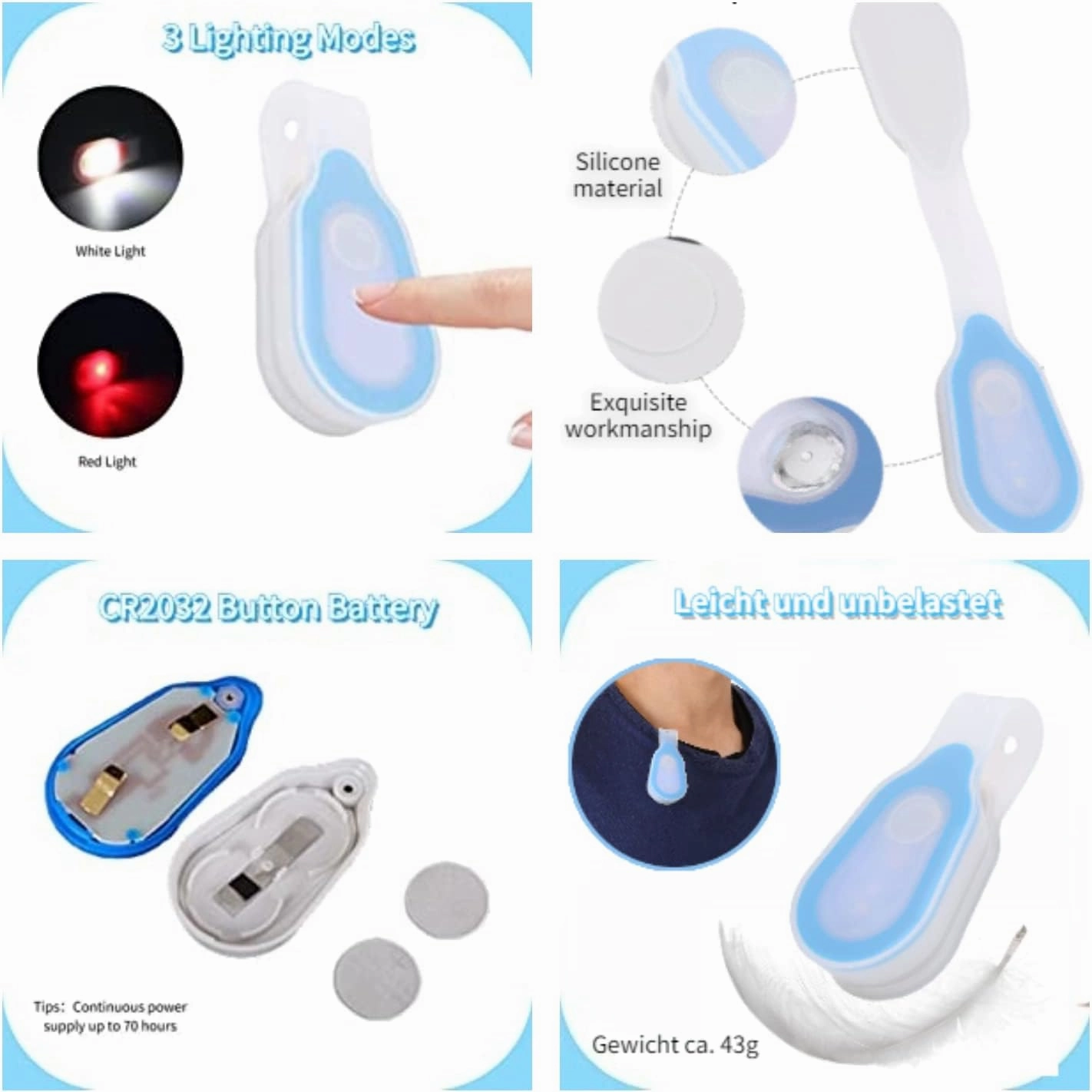 Night Light for Nurse, Hands Free Flashlight，Nurse Light Clip,Magnetic Flashlight for Walking Running Pets Outdoors Emergency (4 Pack)