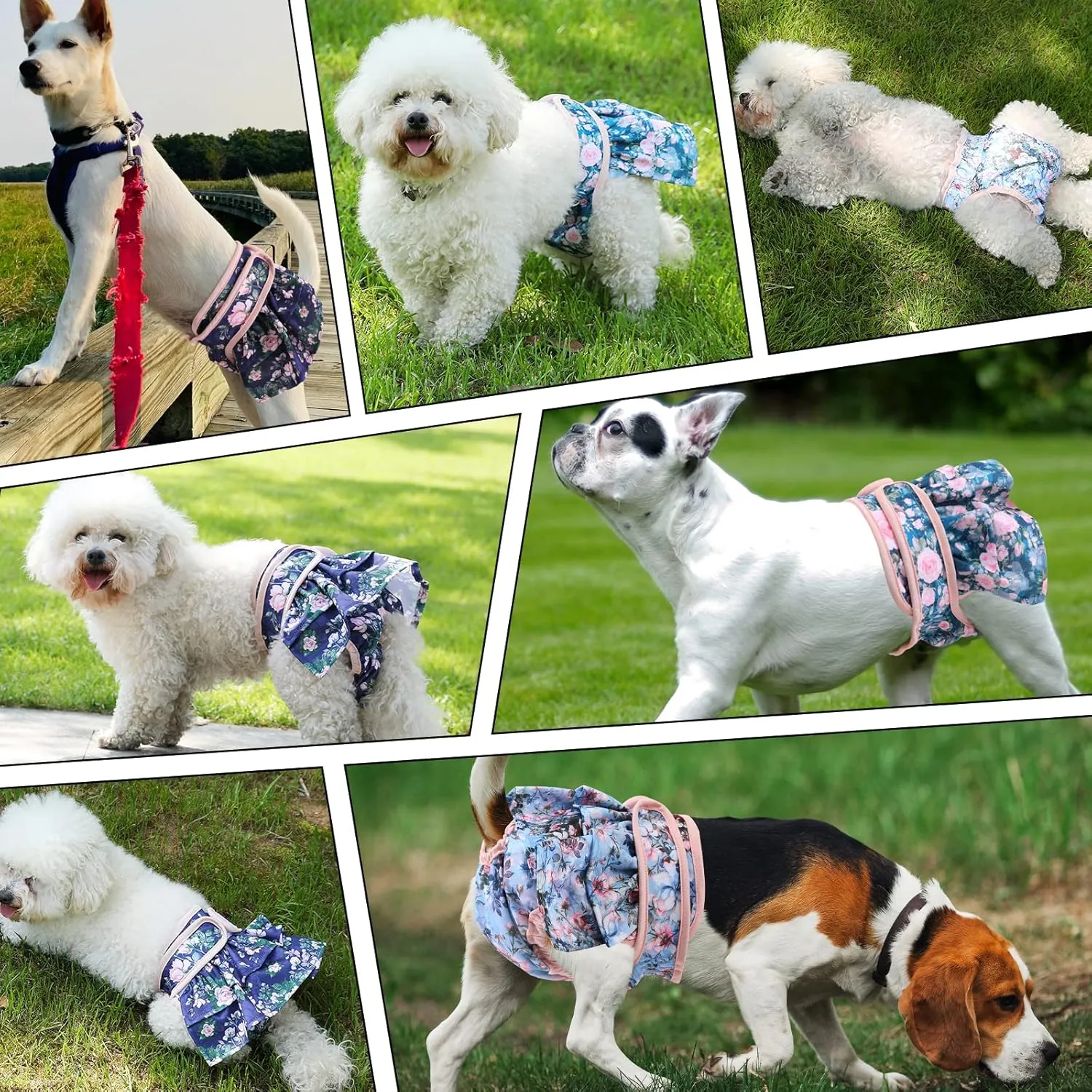 NOYAL Washable Dog Diapers Female Reusable High Absorbency Leak-Proof Rose Pattern Doggie Diapers 3 Pack