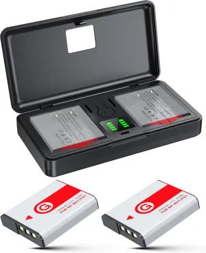 NP-BG1 Battery(2-Pack) and Charger(2CH) Set,Digital Camera Accessories Kit for Sony cybershot G Type Lithium Ion Replacement NP-FG1 DSC-HX5V,HX9V,W30,W50,W55,W70,W80,W630,Rechargeable Batteries Case