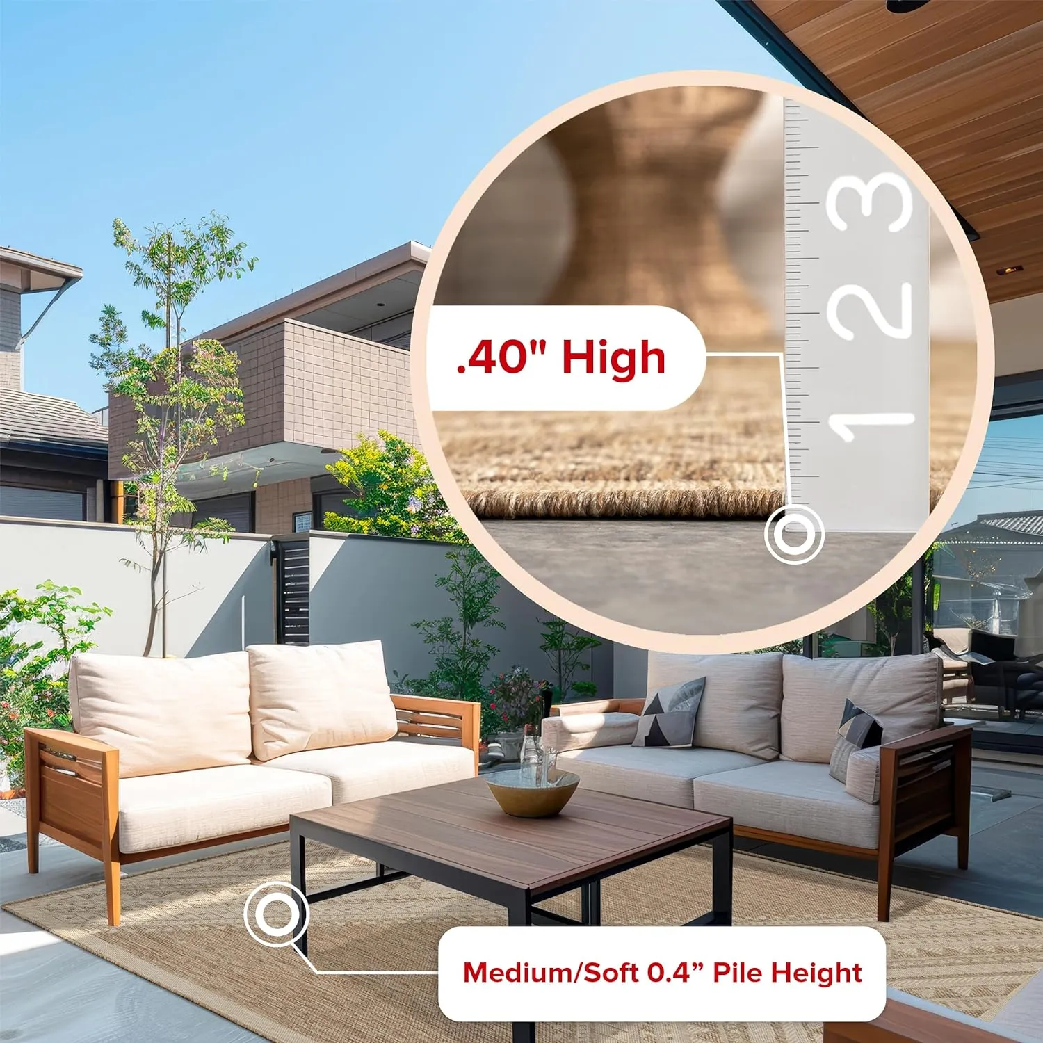 nuLOOM 2' x 3' Outdoor Performance Area Rug, Stain Resistant, Weather Resistant, High Traffic, Patio, Balcony, Outside, Landry Brown