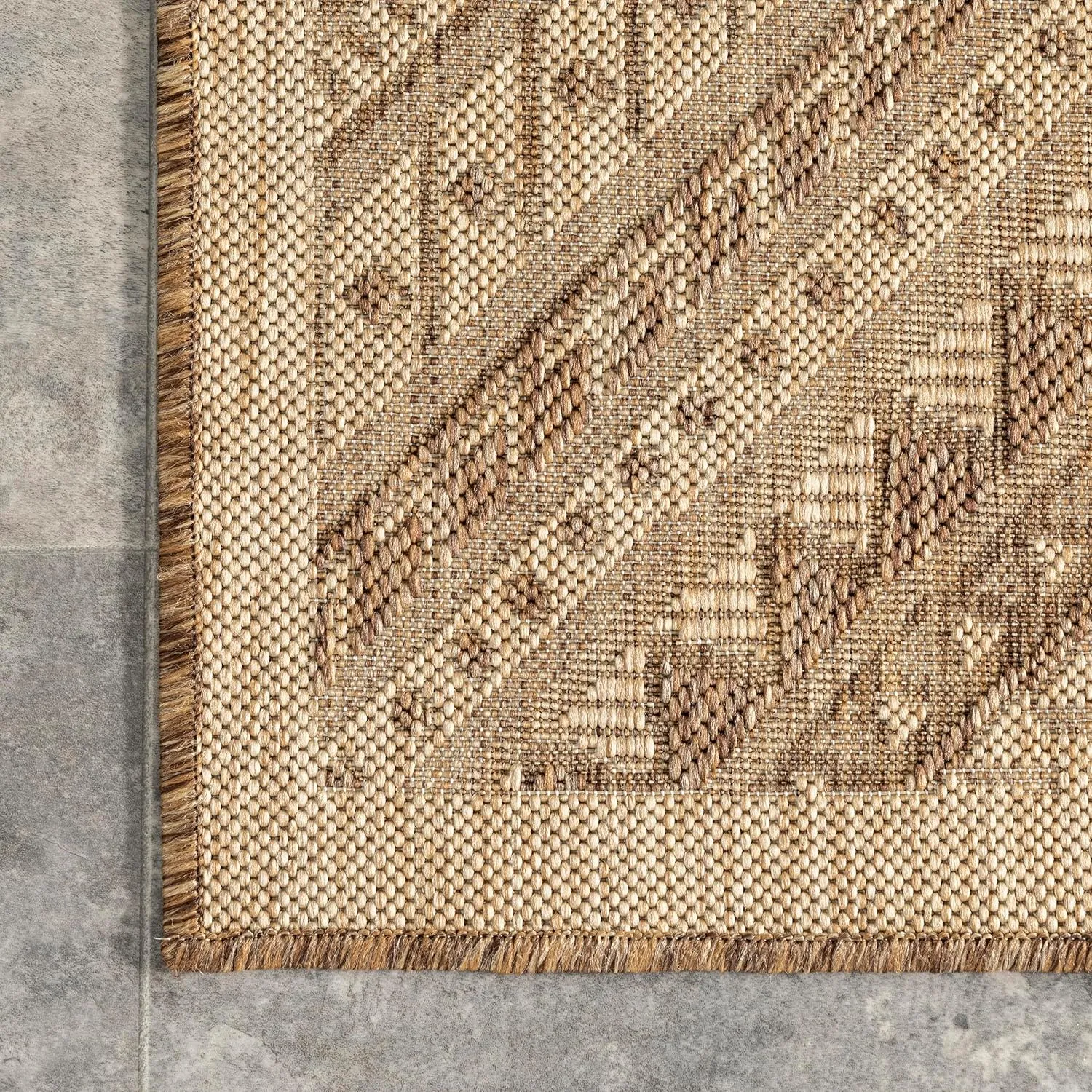 nuLOOM 2' x 3' Outdoor Performance Area Rug, Stain Resistant, Weather Resistant, High Traffic, Patio, Balcony, Outside, Landry Brown