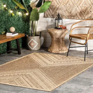 nuLOOM 2' x 3' Outdoor Performance Area Rug, Stain Resistant, Weather Resistant, High Traffic, Patio, Balcony, Outside, Landry Brown