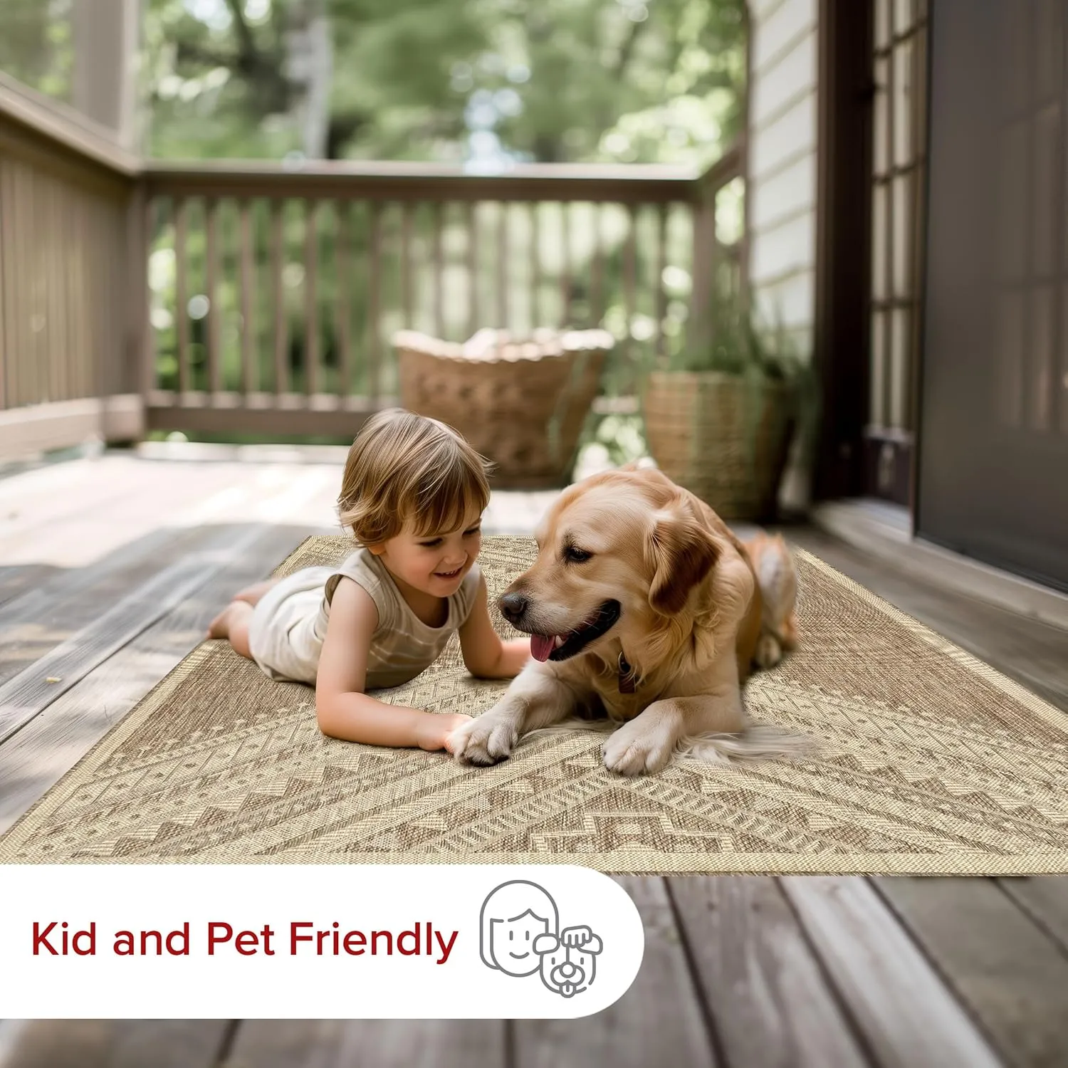 nuLOOM 2' x 3' Outdoor Performance Area Rug, Stain Resistant, Weather Resistant, High Traffic, Patio, Balcony, Outside, Landry Brown