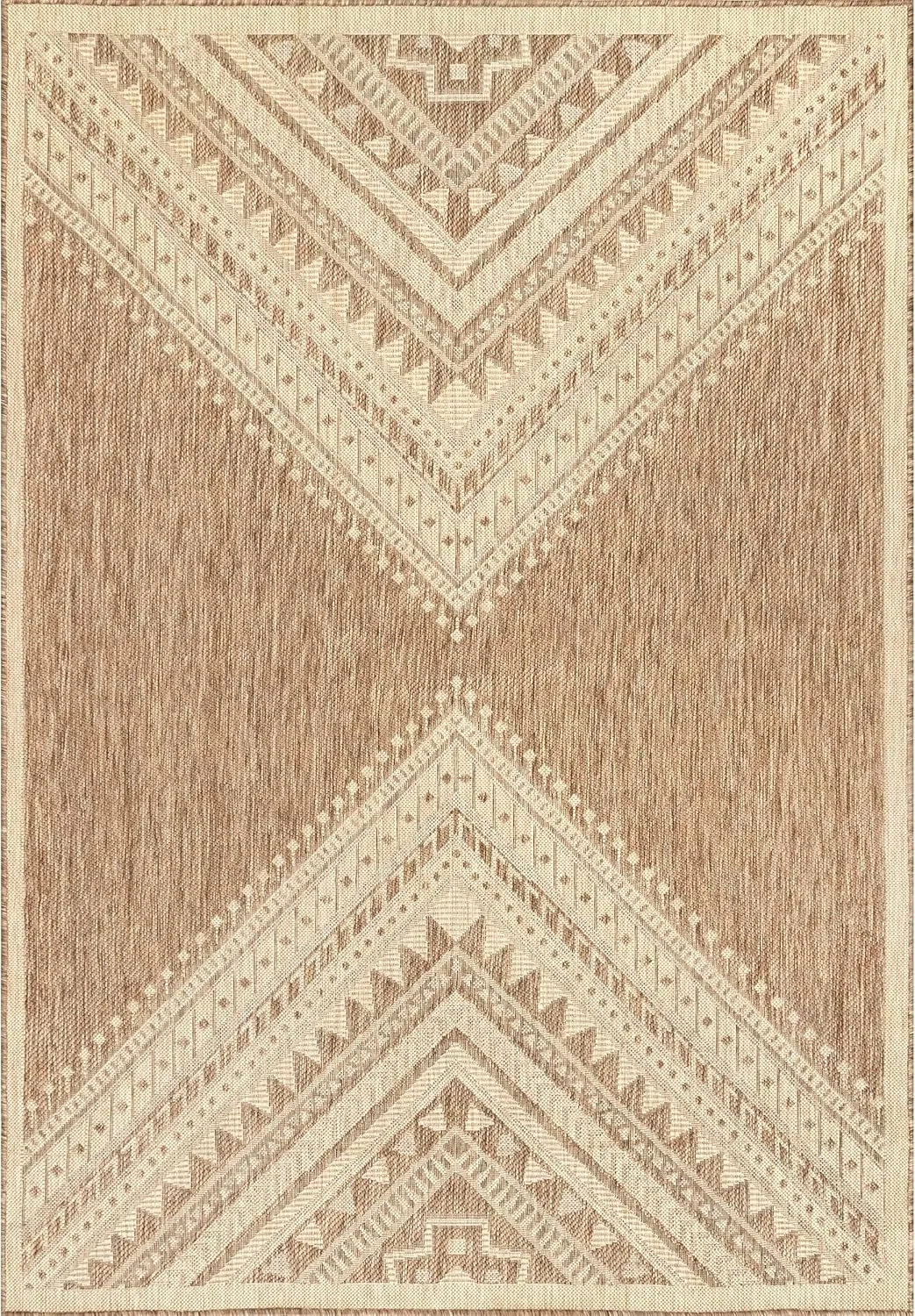 nuLOOM 2' x 3' Outdoor Performance Area Rug, Stain Resistant, Weather Resistant, High Traffic, Patio, Balcony, Outside, Landry Brown