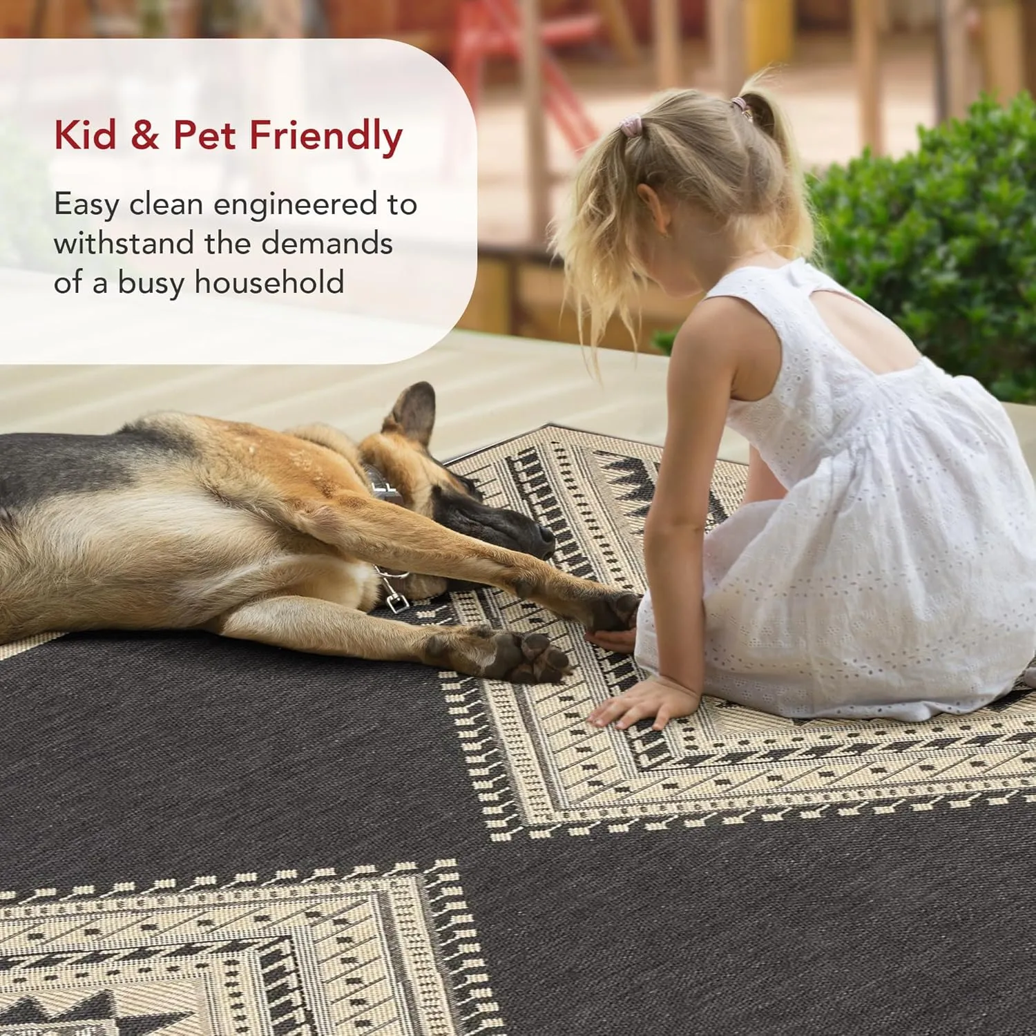 nuLOOM 2' x 8' Outdoor Performance Area Rug, Stain Resistant, Weather Resistant, High Traffic, Patio, Balcony, Outside, Landry Charcoal