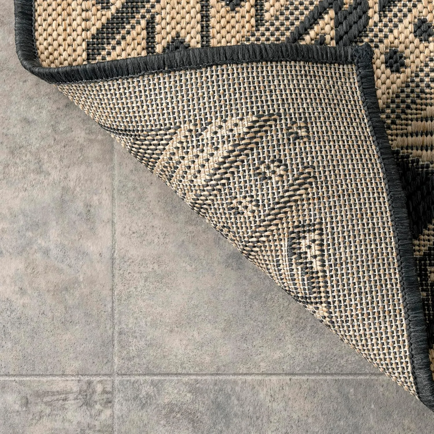 nuLOOM 2' x 8' Outdoor Performance Area Rug, Stain Resistant, Weather Resistant, High Traffic, Patio, Balcony, Outside, Landry Charcoal