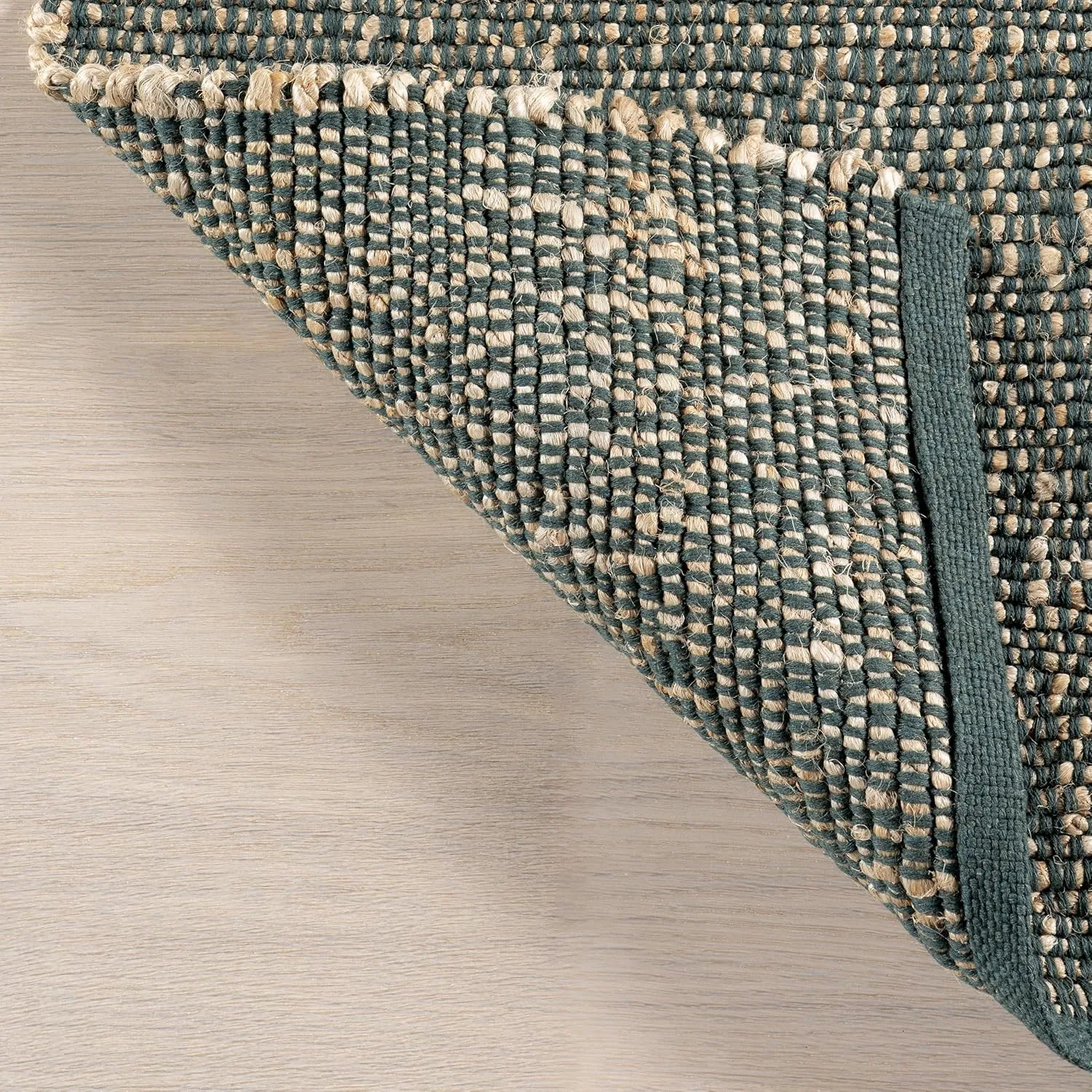 nuLOOM 5x8 Elfriede Jute & Cotton Hand Woven Area Rug, Green, Solid Rustic Farmhouse Style, Weaved Design, Natural Fiber, for Bedroom, Living Room, Dining Room, Hallway, Office, Entryway