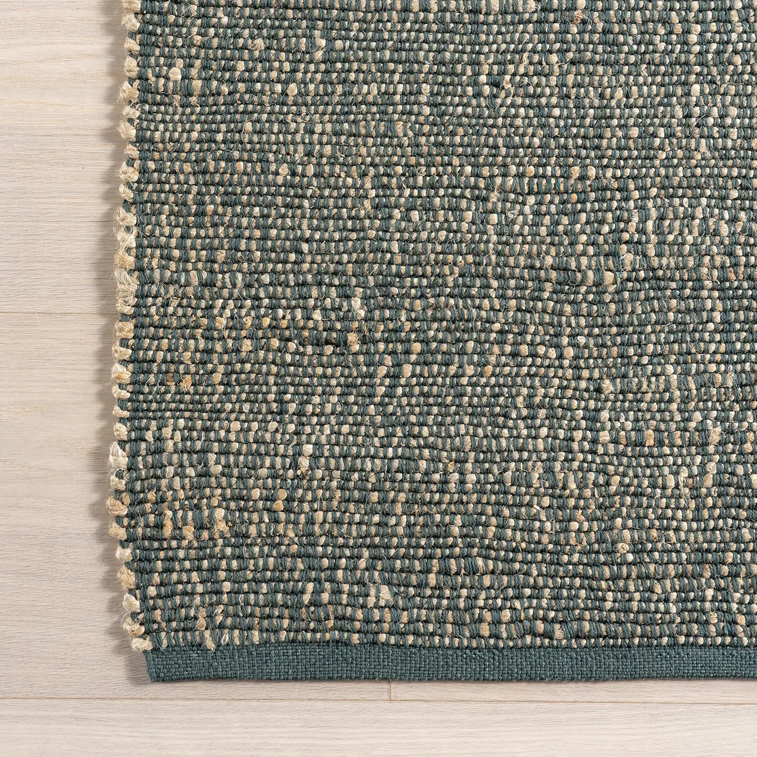 nuLOOM 5x8 Elfriede Jute & Cotton Hand Woven Area Rug, Green, Solid Rustic Farmhouse Style, Weaved Design, Natural Fiber, for Bedroom, Living Room, Dining Room, Hallway, Office, Entryway