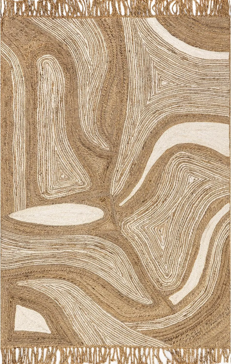 nuLOOM Dalia Jute Abstract Area Rug - 5x8 Jute Area Rug Contemporary Natural/Ivory Rugs for Dining Room Rug Neutral Rug Living Room Rug