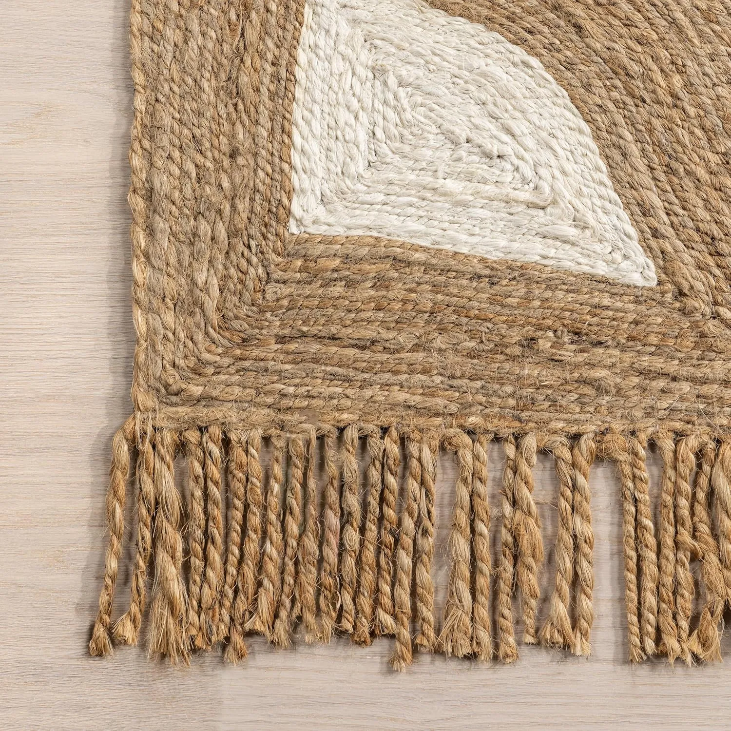 nuLOOM Dalia Jute Abstract Area Rug - 5x8 Jute Area Rug Contemporary Natural/Ivory Rugs for Dining Room Rug Neutral Rug Living Room Rug