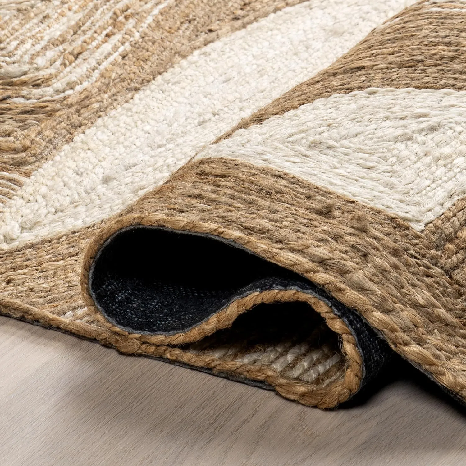 nuLOOM Dalia Jute Abstract Area Rug - 5x8 Jute Area Rug Contemporary Natural/Ivory Rugs for Dining Room Rug Neutral Rug Living Room Rug
