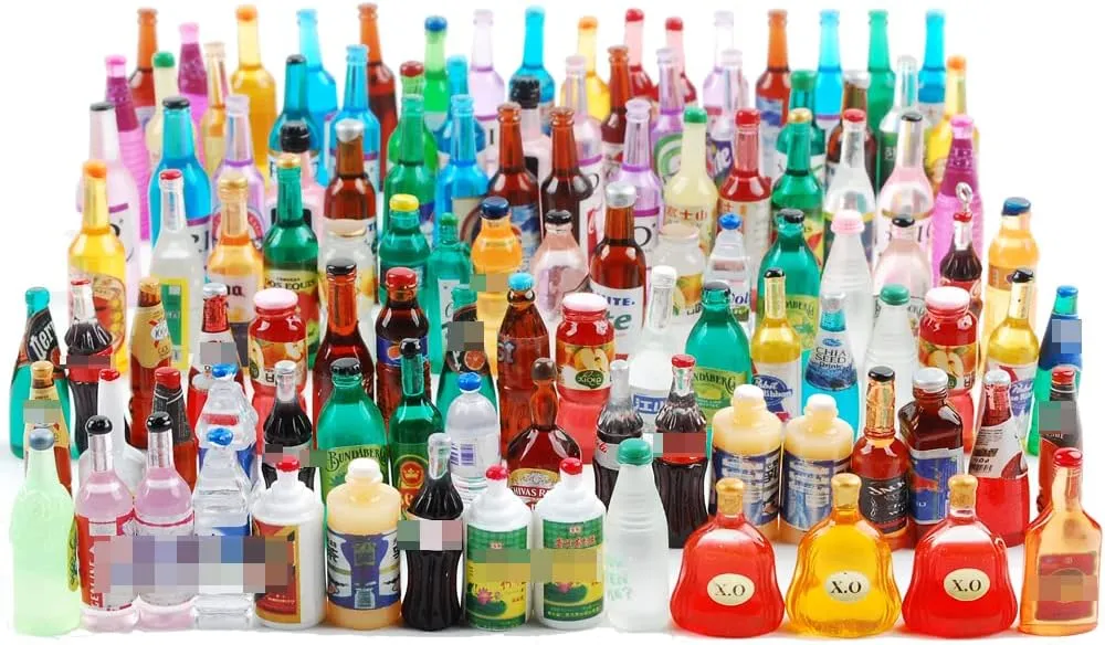 NWFashion 120PCS Miniature Decor Drink Bottle Dessert Pastry Food Cake Topper Dollhouse Decoration (Drink)